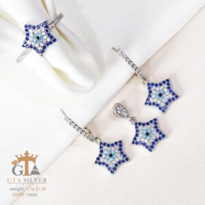 نیم ست نقره میکرو طرح چشم نظر کد 16605