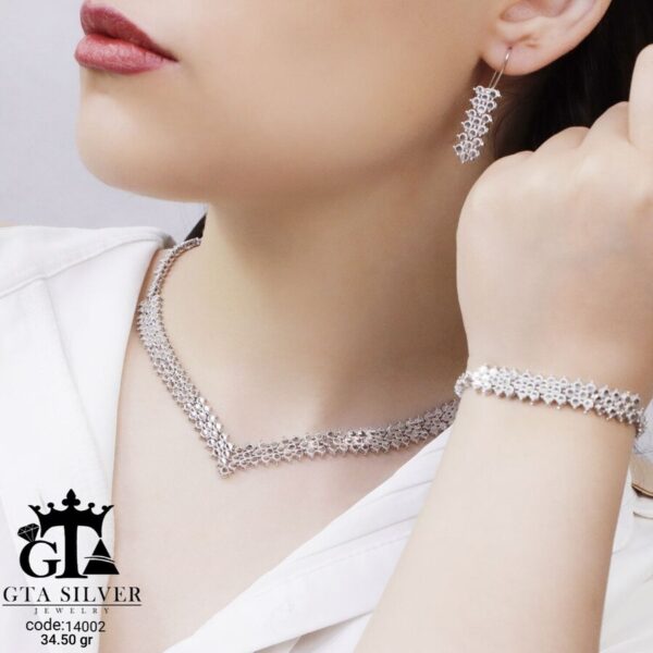 سرویس نقره تراش بدون نگین کد 14002 - تصویر 2