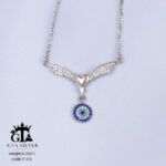 مدال نقره طرح قلب بالدار و چشم نظر کد 21416 - Image 2