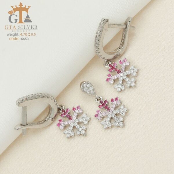 نیم ست نقره میکرو طرح دونه برف کد 16650 - تصویر 2