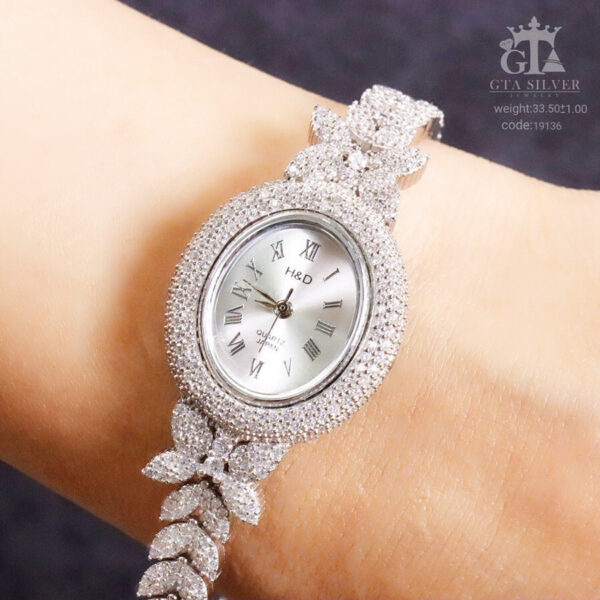 ساعت نقره جواهری روکش رادیوم کد 19136 - Image 2