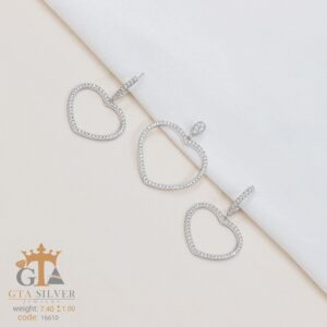 نیم ست نقره میکرو طرح قلب کد 16610