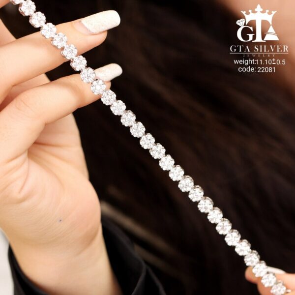 دستبند نقره میکرو طرح فلاور کد 22081 - Image 3