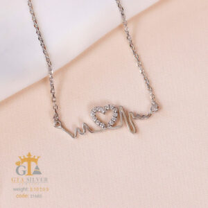 مدال نقره میکرو طرح ضربان قلب کد 21683