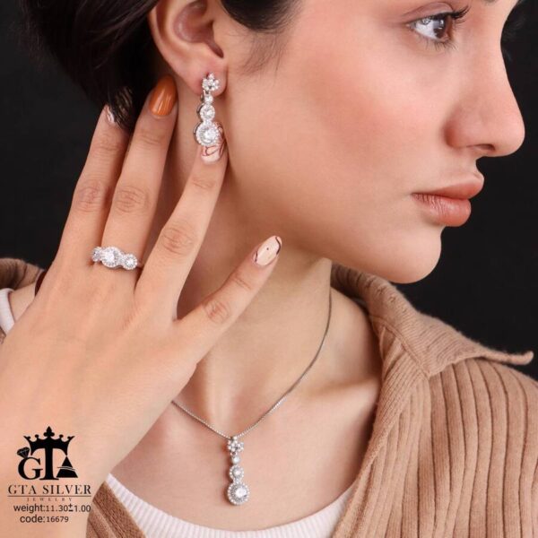 نیم ست نقره کد 16679 - Image 2