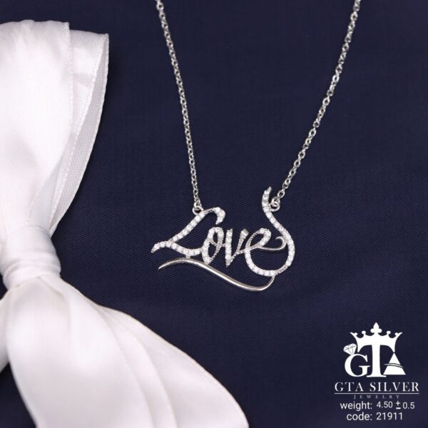 مدال نقره زنانه Love نگین دار میکرو کد 21911 - تصویر 2