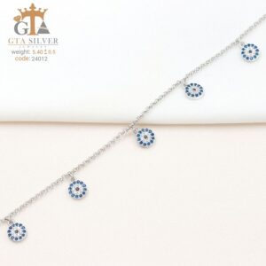 پابند نقره سوپرمیکرو رنگی چشم نظر کد 25012