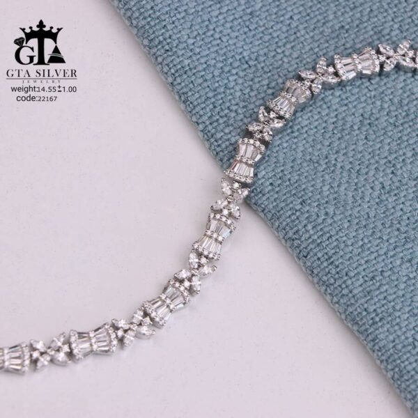 دستبند نقره زنانه با سنگ باگت سوئیسی کد 22167 - تصویر 3