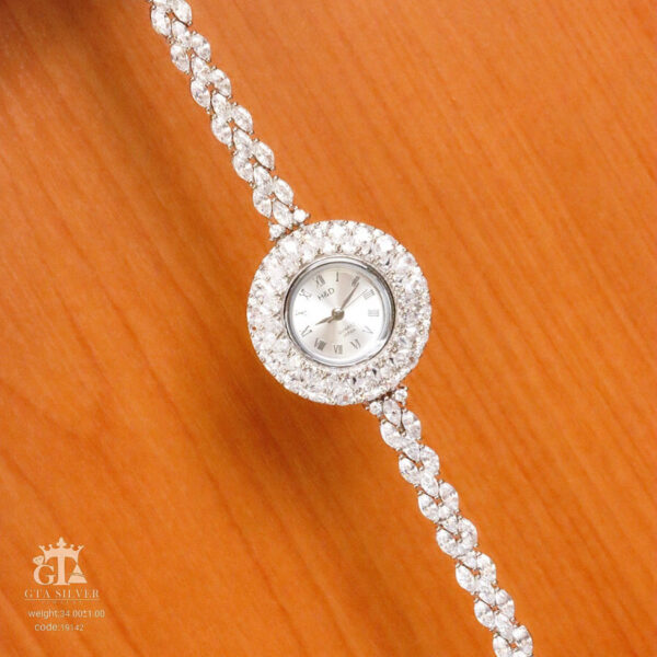 ساعت نقره جواهری روکش رادیوم کد 19142 - Image 3