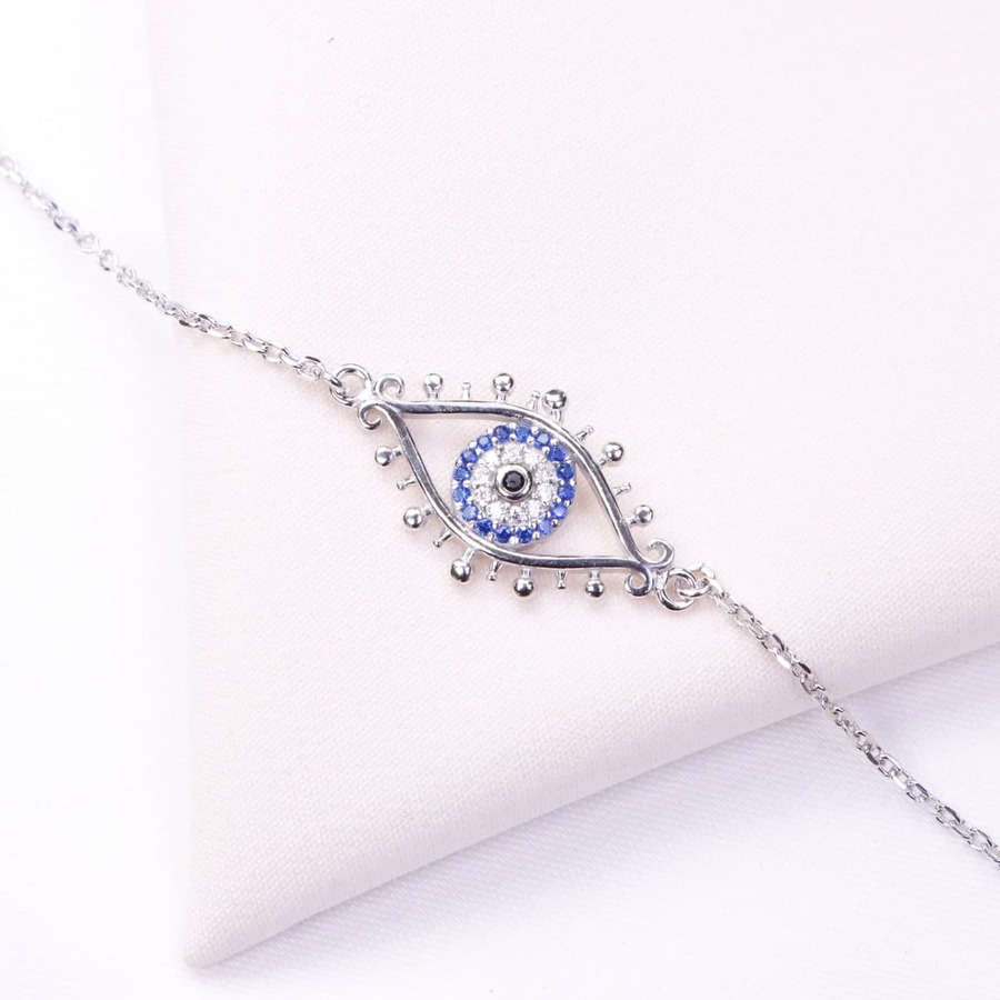 8ec8fd01-54ac-4181-a494-d29f6844fd4e.jpg دستبند نقره میکرو چشم نظر کد 22046 - Image 1