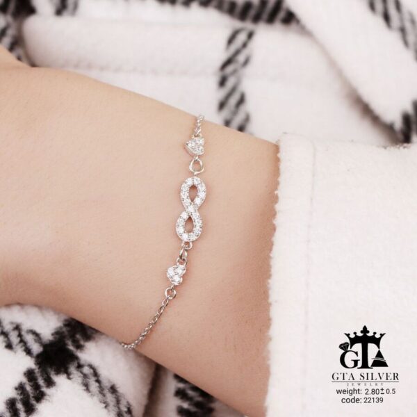 دستبند نقره زنانه میکرو طرح بی‌نهایت کد 22139 - تصویر 2