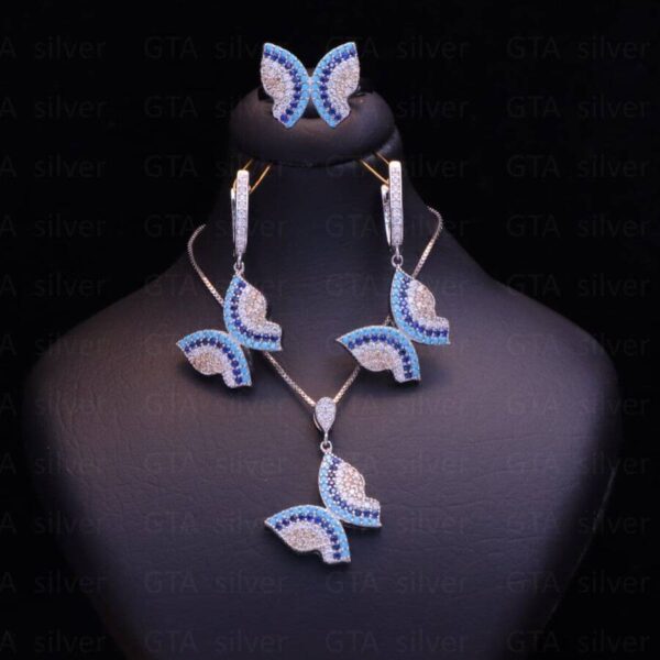 نیم ست نقره میکرو رنگی کد 16072 - Image 3