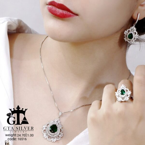 نیم ست نقره میکرو طرح سلطنتی کد 16516 - Image 2