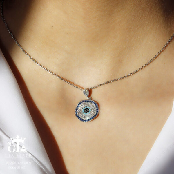 مدال نقره میکرو رنگی چشم نظر کد 21367 - Image 2