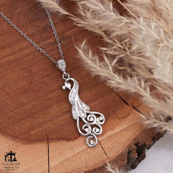 مدال نقره زنانه طاووس میکرو کد 21947 - Image 3