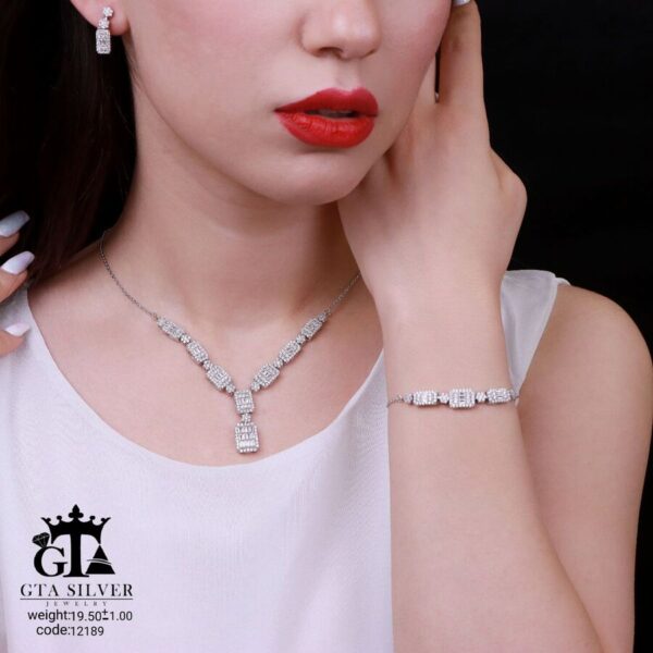 سرویس نقره میکرو زنجیری طرح امرالدکات کد 12189 - Image 2