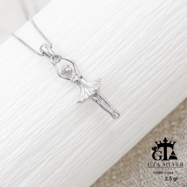 مدال نقره زنانه طرح بالرین میکرو کد 21884 - Image 3