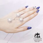 نیم ست نقره میکرو مرواریدی کد 16621 - تصویر 4