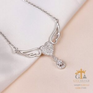 مدال نقره میکرو طرح قلب و بال کد 21686