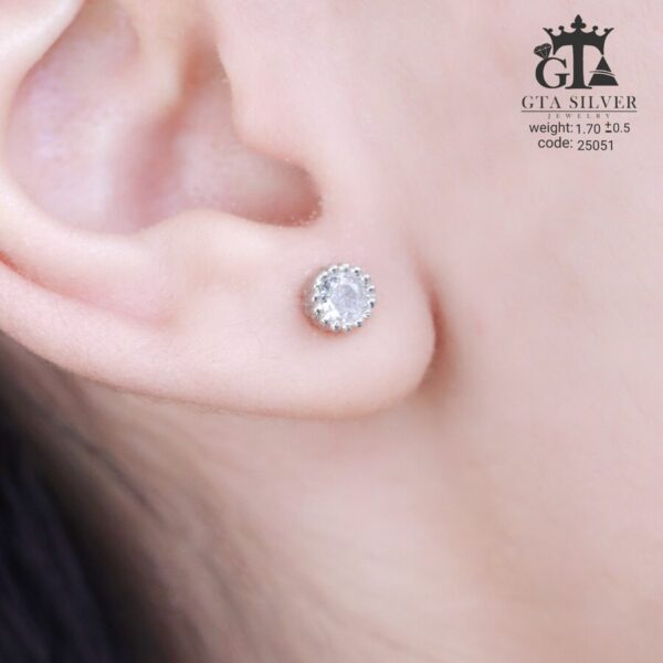 گوشواره نقره میخی میکرو کد 25051 - تصویر 2