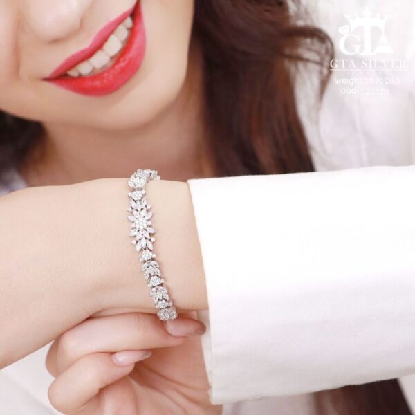 دستبند نقره میکرو طرح امرالدکات کد 22120 - تصویر 2