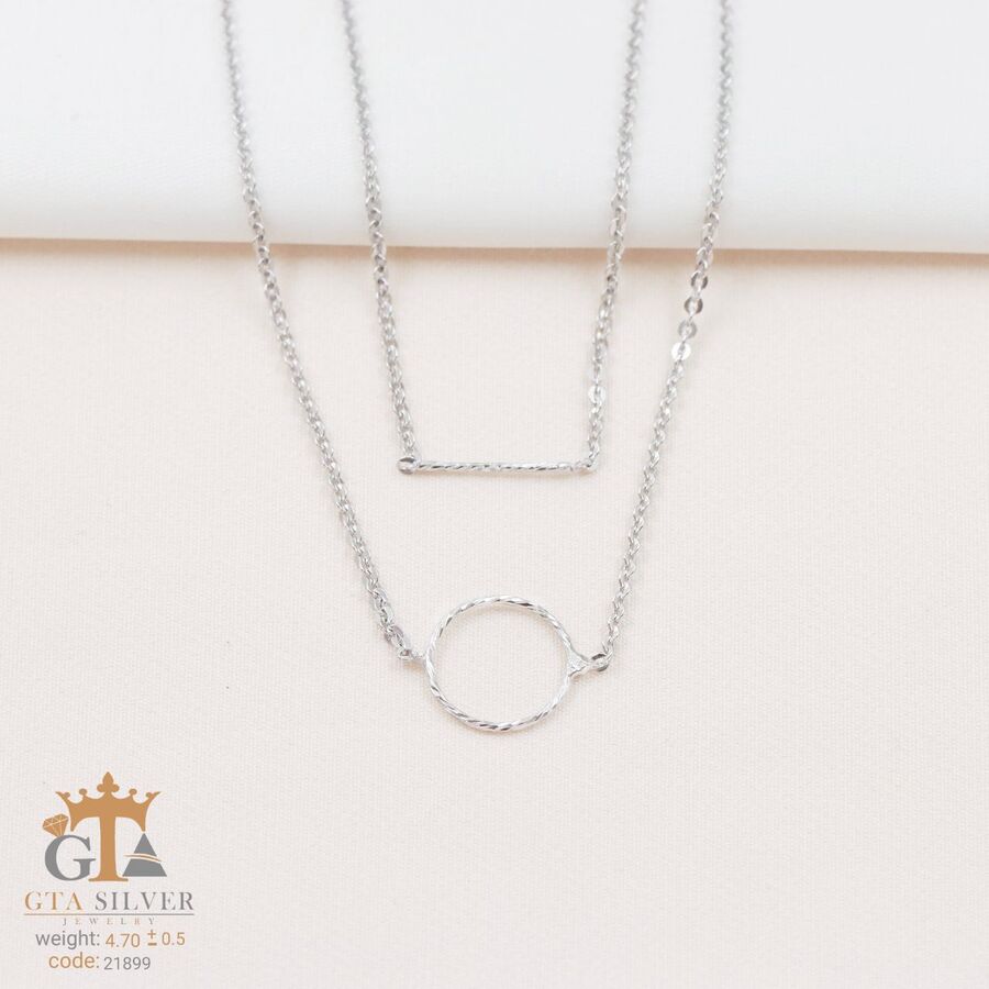 98d16ab3-9cd4-405d-81b6-bf54388d1f3a.jpg گردنبند نقره زنانه مدل زنجیری دو لایه رادیوم کد 21899 - Image 1