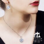 نیم ست نقره میکرو طرح چشم نظر کد 16545 - تصویر 2