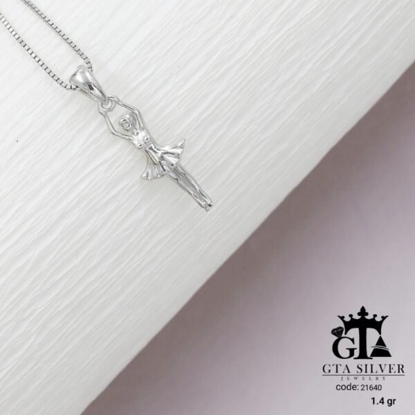 مدال نقره زنانه طرح بالرین میکرو کد 21640 - Image 3