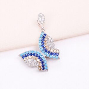 مدال نقره میکرو رنگی طرح پروانه کد 21383