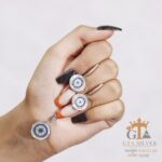 نیم ست نقره میکرو طرح چشم نظر کد 16545 - تصویر 3