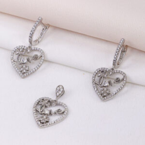 نیم ست نقره میکرو طرح قلب کد 16361