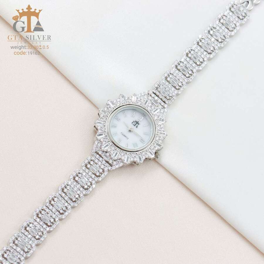 9d222c9a-58fa-43cf-98fa-2632bcef74e1.jpg ساعت نقره GTA طرح امرالدکات کد 19162 - Image 1