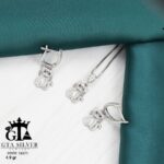 نیم ست نقره میکرو طرح گربه کد 16371 - Image 3