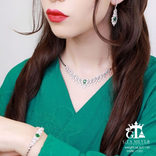 سرویس نقره نگین سبز مارسا جواهری کد 11207 - Image 2