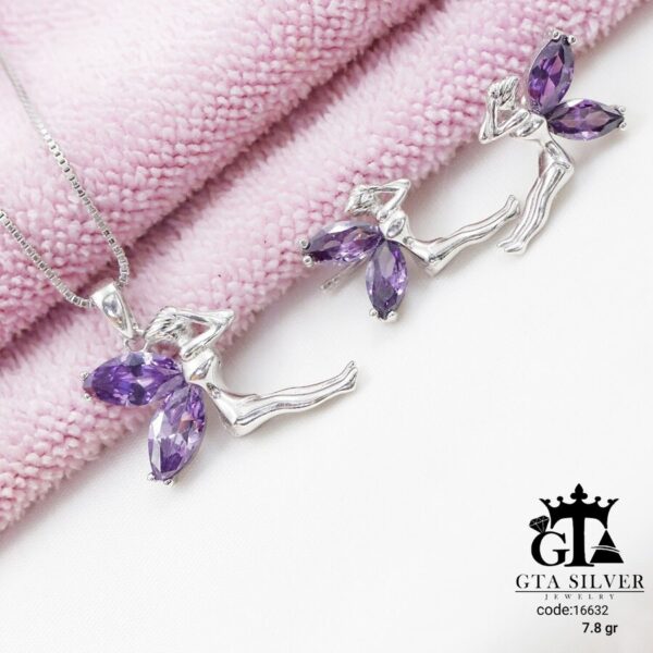 نیم ست نقره میکرو طرح فرشته کد 16632 - تصویر 3