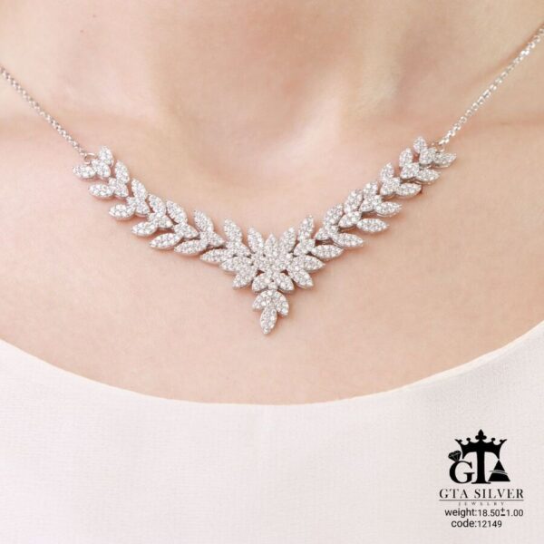 سرویس نقره زنانه طرح برگ زیتون مدل میکرو زنجیری کد 12149 - تصویر 4