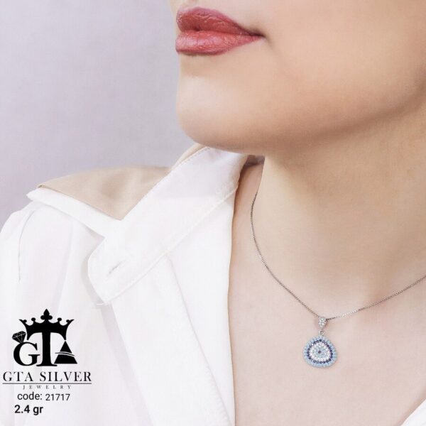 مدال نقره میکرو چشم نظر کد 21717 - Image 2