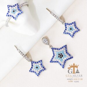 نیم ست نقره میکرو طرح چشم نظر کد 16395