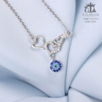 گردنبند نقره زنانه طرح قلب و چشم نظر کد 21694 - Image 3