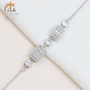 دستبند نقره میکرو طرح امرالدکات کد 22157