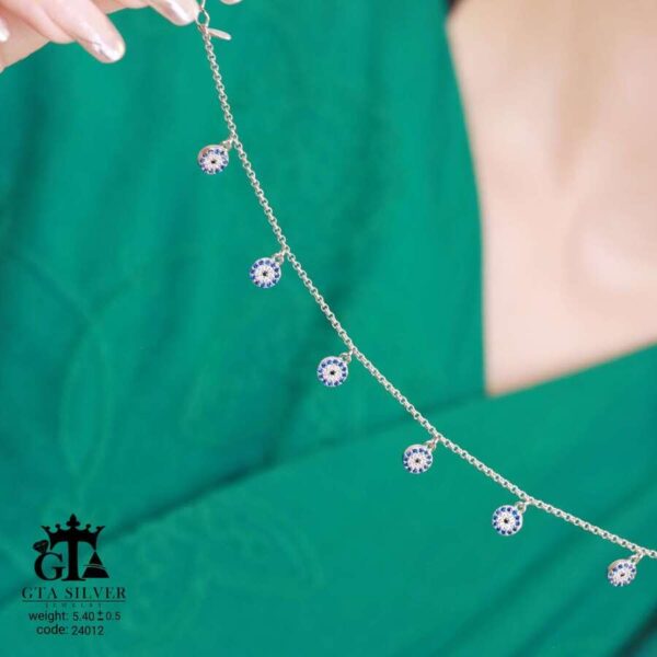 پابند نقره سوپرمیکرو رنگی چشم نظر کد 25012 - تصویر 3