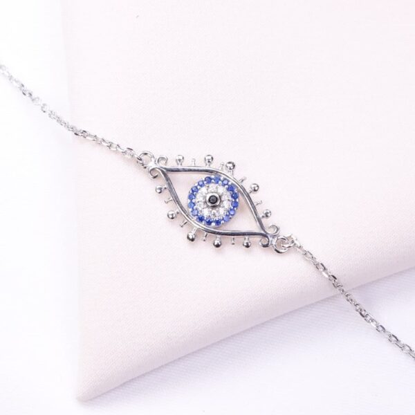 دستبند نقره میکرو چشم نظر کد 22046 - Image 2