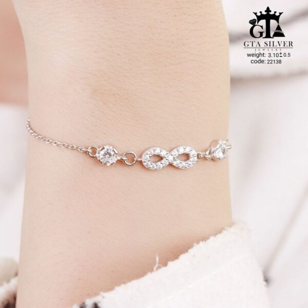 دستبند نقره زنانه میکرو طرح بی‌نهایت کد 22138 - تصویر 3
