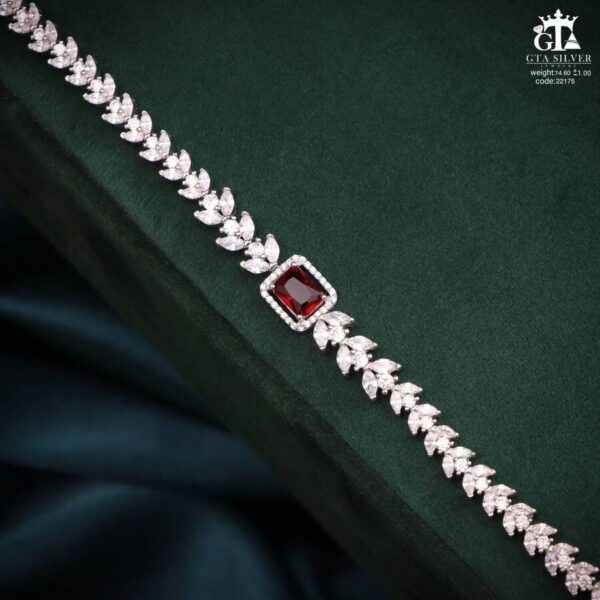 دستبند نقره زنانه میکرو طرح یاقوت سرخ کد 22175 - تصویر 3