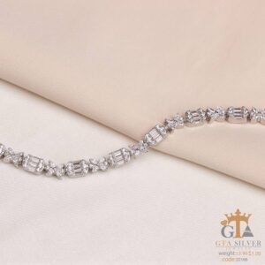 دستبند نقره زنانه مدل امرالدکات طرح گل کد 22166