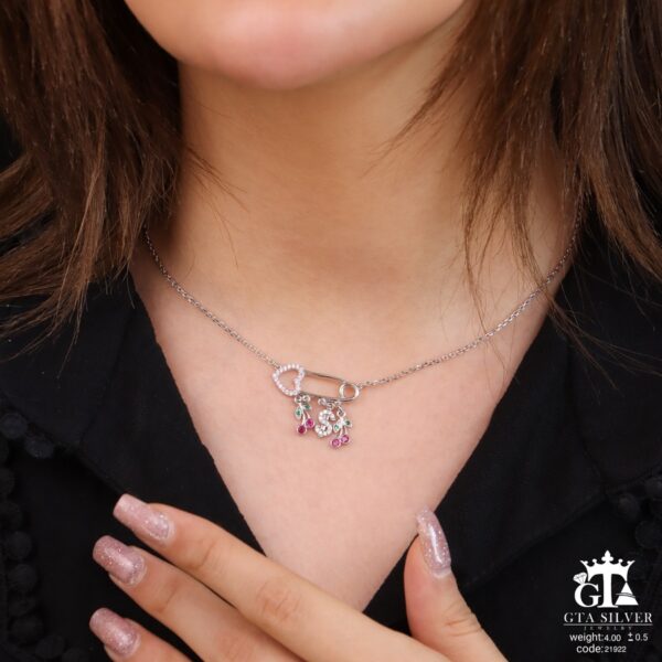 مدال نقره زنانه سنجاق قفلی میکرو کد 21922 - Image 2