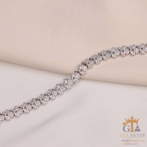 دستبند نقره زنانه نگین دار طرح فلاور کد 22172