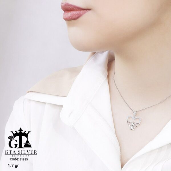 مدال نقره زنانه قلبی میکرو کد 21885 - Image 2