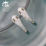 گوشواره نقره میخی میکرو طرح مار کد 25026 - تصویر 3