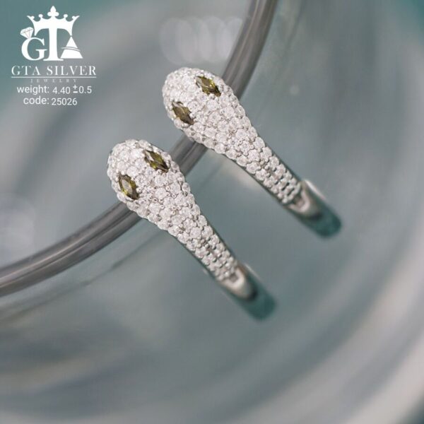 گوشواره نقره میخی میکرو طرح مار کد 25026 - تصویر 3